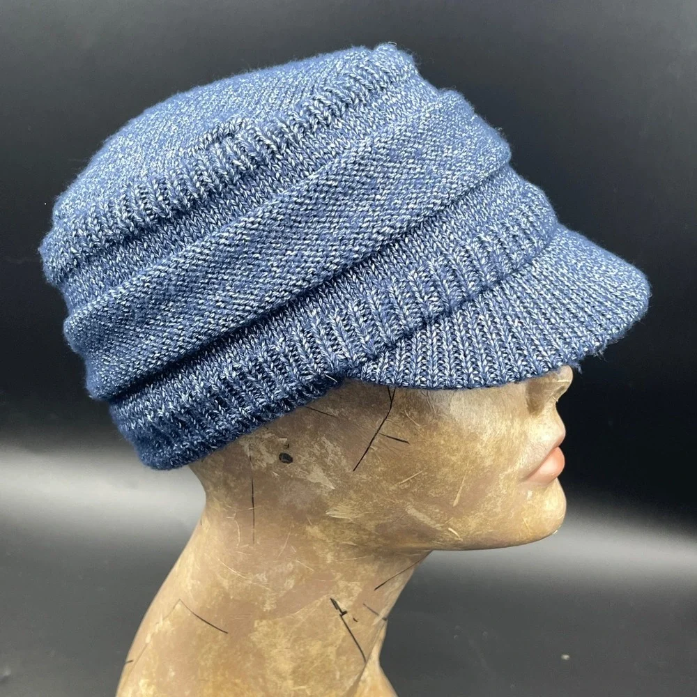 Adidas Climawarm Knit Visor Beanie Blue Marl Fleece Lined Brimmed Hat Cap 1574